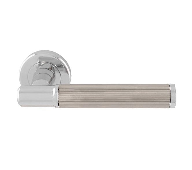 Serozzetta SZM270 Image Lines Door Handle On Rose - Polished Chrome/Satin Nickel