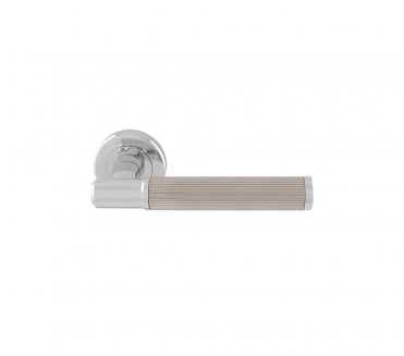 Serozzetta SZM270 Image Lines Door Handle On Rose - Polished Chrome/Satin Nickel