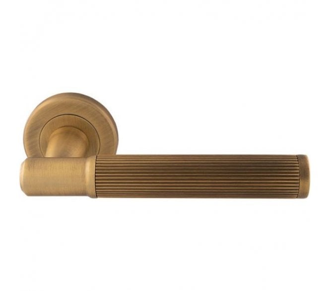Serozzetta SZM270AB Image Lines Door Handle On Rose - Antique Brass