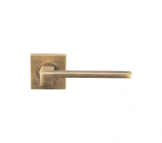 Serozzetta SZM370AB Equi Door Handle On Square Rose - Antique Brass
