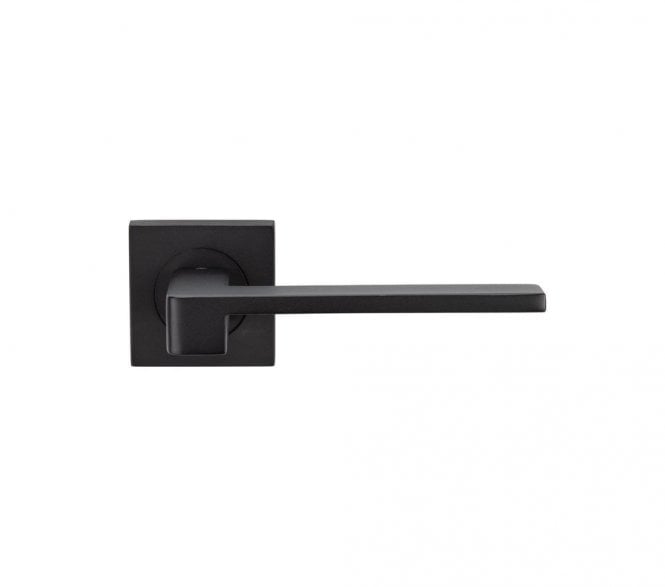 Serozzetta SZM370MB Equi Door Handle On Square Rose - Matt Black