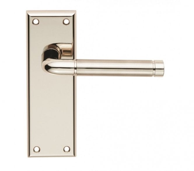 Serozzetta SZR Quaranta Door Handles On Backplate - Satin Nickel/Polished Nickel