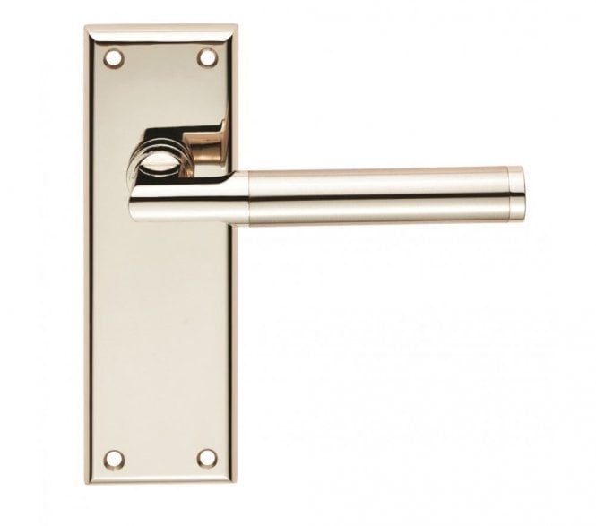 Serozzetta SZR Sessanta Door Handles On Backplate - Satin Nickel/Polished Nickel