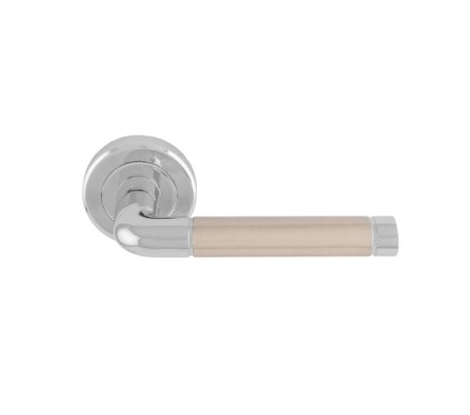 Serozzetta SZR040 Quaranta Door Handle On Rose - Polished Chrome/Satin Nickel