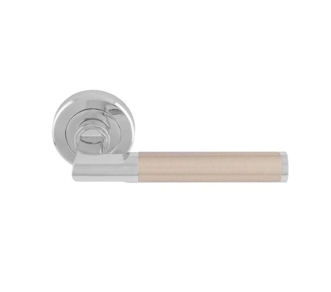 Serozzetta SZR060 Sessanta Door Handle On Rose - Polished Chrome/Satin Nickel