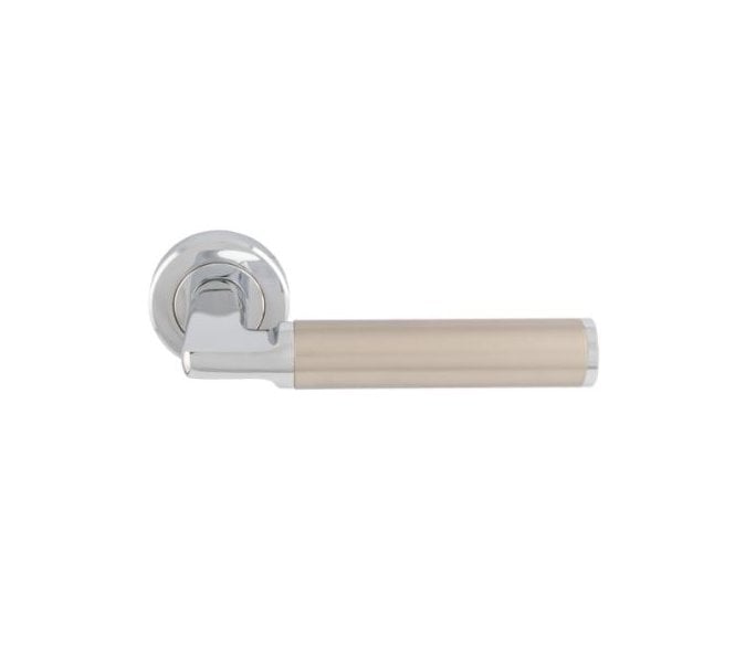 Serozzetta SZR140 Cendio Door Handle On Rose - Polished Chrome/Satin Nickel