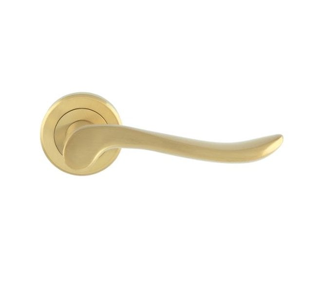 Serozzetta ZIN3130SB Verdun Door Handle On Rose - Satin Brass