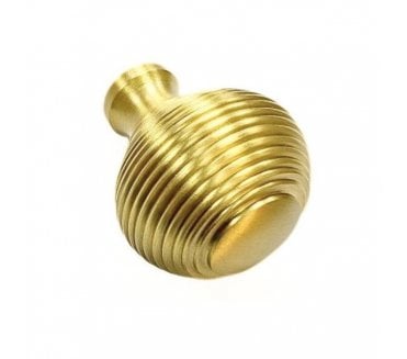 Solid Brass Beehive Cabinet Knob 38mm - Satin Brass