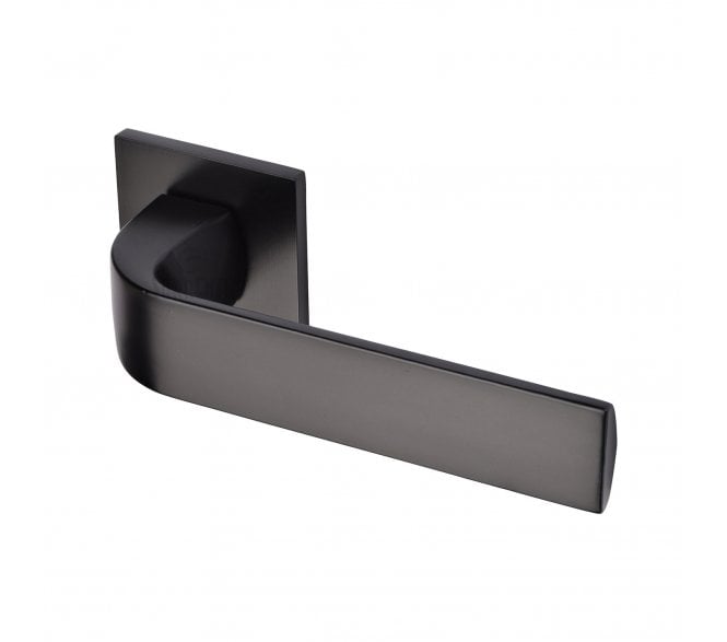 Sorrento 5M-2732-Q-153 Lisbon Door Handles On Square Rose - Matt Black