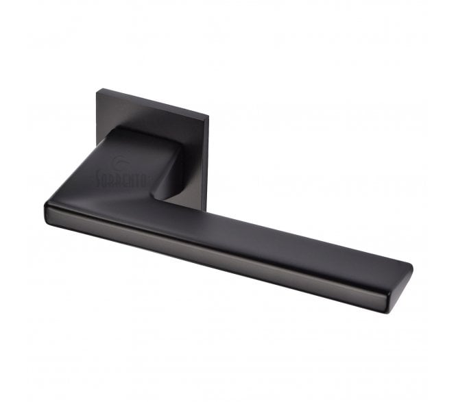 Sorrento 5M-4140-Q-153 Seville Door Handles On Square Rose - Matt Black