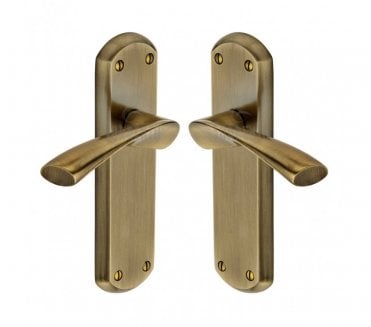 Sorrento Atlanta Door Handles On Backplate - Antique Brass