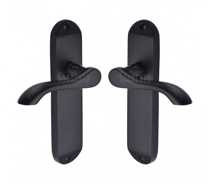 Sorrento Aurora Door Handles On Backplate - Matt Black