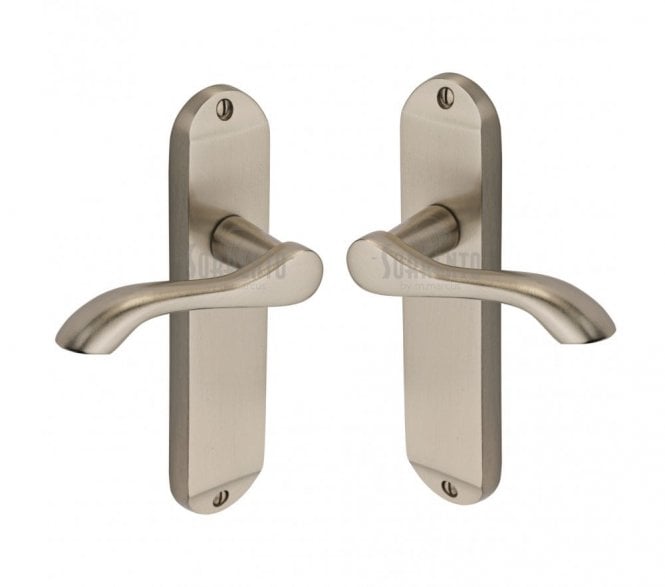 Sorrento Aurora Door Handles On Backplate - Satin Nickel