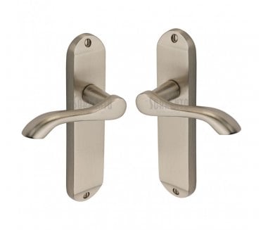 Sorrento Aurora Door Handles On Backplate - Satin Nickel