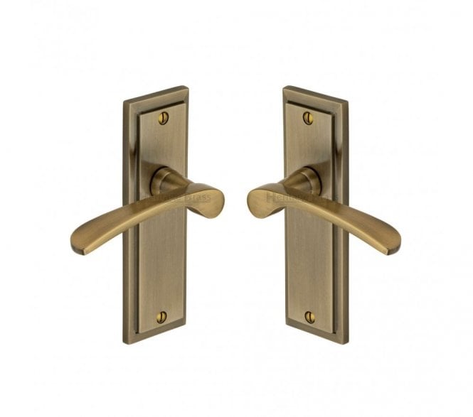 Sorrento Boston Door Handles On Backplate - Antique Brass