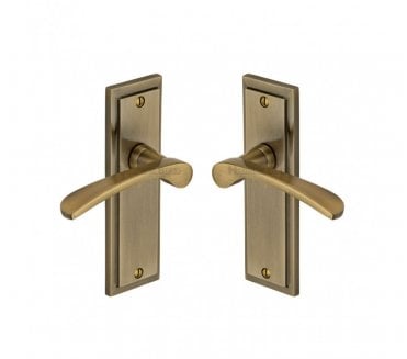 Sorrento Boston Door Handles On Backplate - Antique Brass