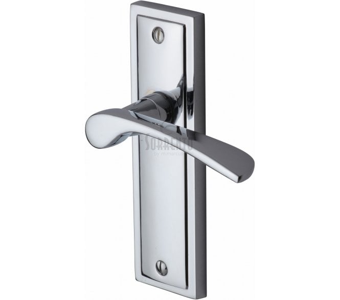 Sorrento Boston Door Handles On Backplate - Polished Chrome