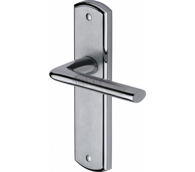 Sorrento Lena Door Handles On Backplate - Satin Chrome/Polished Chrome