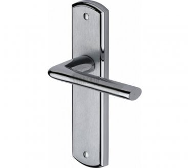 Sorrento Lena Door Handles On Backplate - Satin Chrome/Polished Chrome
