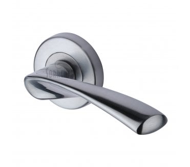 Sorrento SC-2042 Treviso Door Handles On Round Rose - Satin Chrome