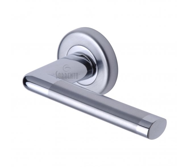 Sorrento SC-2352 Lena Door Handles On Round Rose - Satin Chrome/Polished Chrome