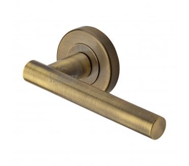 Sorrento SC-3052 Shuttle Door Handles On Round Rose - Antique Brass