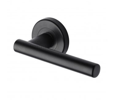 Sorrento SC-3052 Shuttle Door Handles On Round Rose - Matt Black