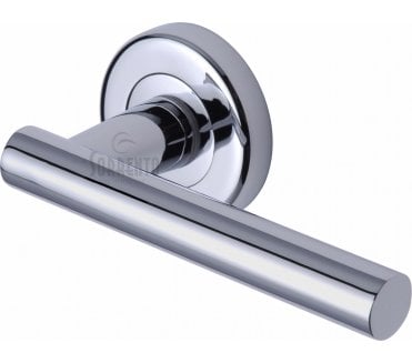 Sorrento SC-3052 Shuttle Door Handles On Round Rose - Polished Chrome