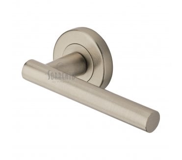 Sorrento SC-3052 Shuttle Door Handles On Round Rose - Satin Nickel