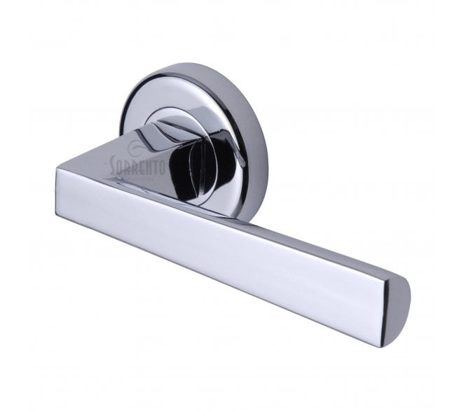 Sorrento SC-3392 Siloh Door Handles On Round Rose - Polished Chrome