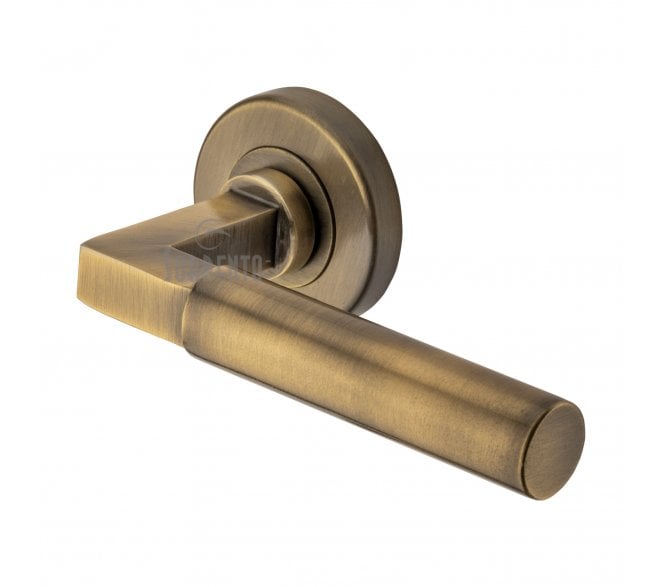 Sorrento SC-4059 Bauhaus Door Handles On Round Rose - Antique Brass