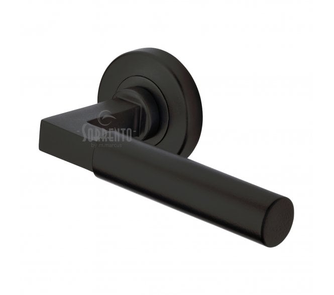 Sorrento SC-4059 Bauhaus Door Handles On Round Rose - Matt Black