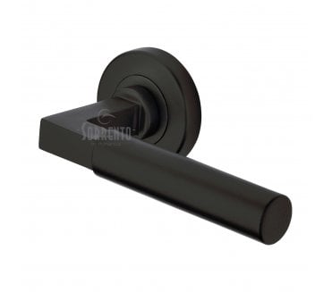Sorrento SC-4059 Bauhaus Door Handles On Round Rose - Matt Black