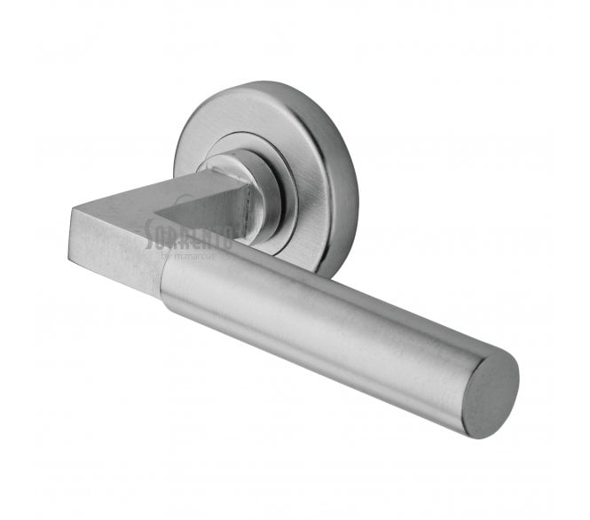 Sorrento SC-4059 Bauhaus Door Handles On Round Rose - Satin Chrome