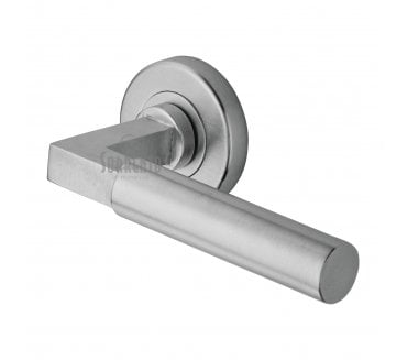 Sorrento SC-4059 Bauhaus Door Handles On Round Rose - Satin Chrome