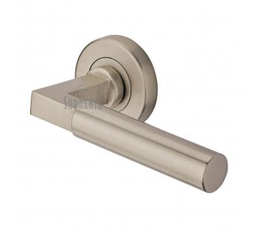Sorrento SC-4059 Bauhaus Door Handles On Round Rose - Satin Nickel