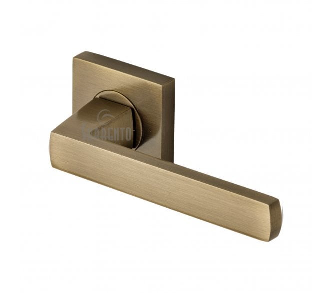 Sorrento SC-4062 Axis Door Handles On Square Rose - Antique Brass