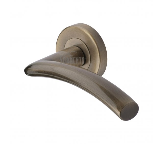 Sorrento SC-4352 Tosca Door Handles On Round Rose - Antique Brass