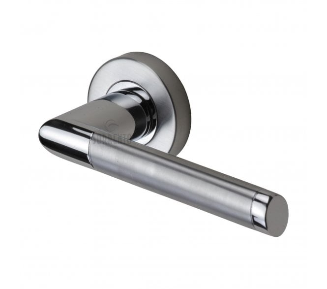 Sorrento SC-4692 Mercury Door Handles On Round Rose - Satin Chrome/Polished Chrome