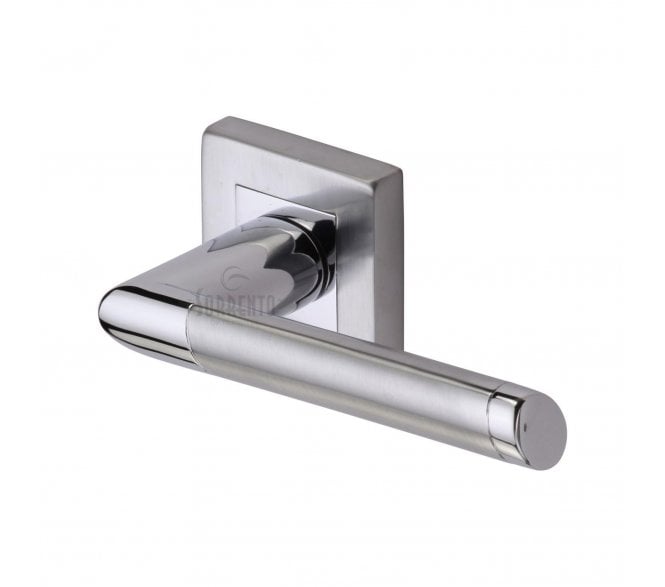 Sorrento SC-4695 Mercury Door Handles On Square Rose - Satin Chrome/Polished Chrome