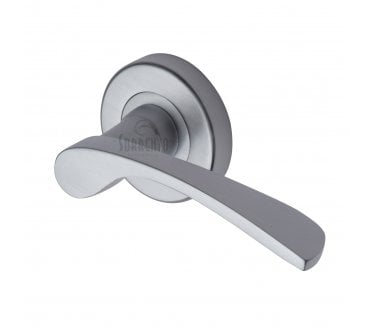 Sorrento SC-5380 Arcadia Door Handles On Round Rose - Satin Chrome