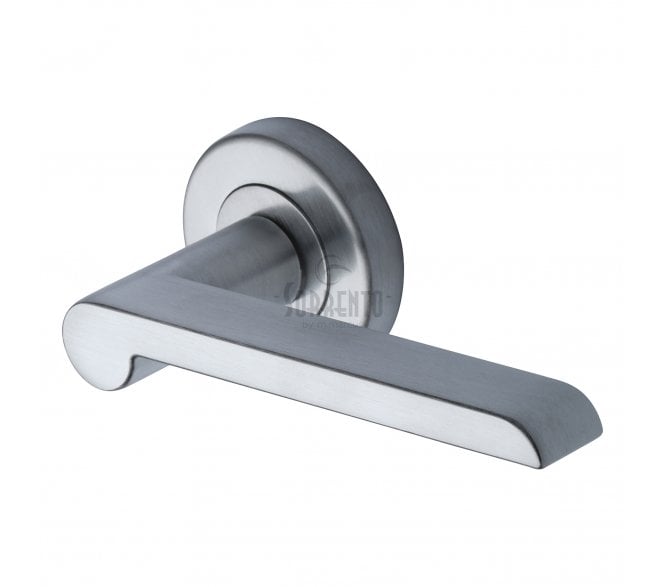 Sorrento SC-6220 Lugano Door Handles On Round Rose - Satin Chrome