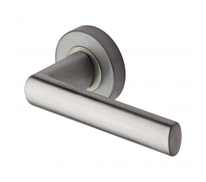 Sorrento SC-6420 Milan Door Handles On Round Rose - Satin Chrome