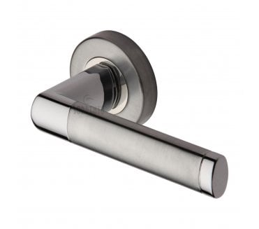 Sorrento SC-6420 Milan Door Handles On Round Rose - Satin Chrome/Polished Chrome