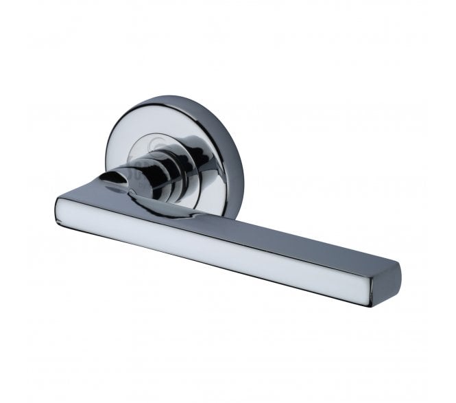 Sorrento SC-7580 Vector Door Handles On Round Rose - Polished Chrome