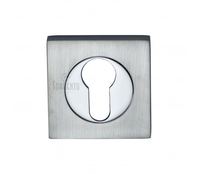 Sorrento SC-SQ0192 Square Euro Profile Escutcheon - Satin Chrome/Polished Chrome