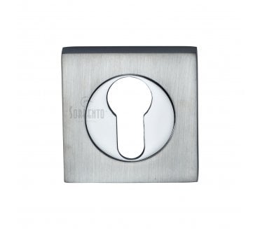Sorrento SC-SQ0192 Square Euro Profile Escutcheon - Satin Chrome/Polished Chrome