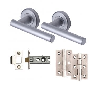 Sorrento Shuttle Satin Chrome Handle on Rose - Latch Pack (with hinges & latch)