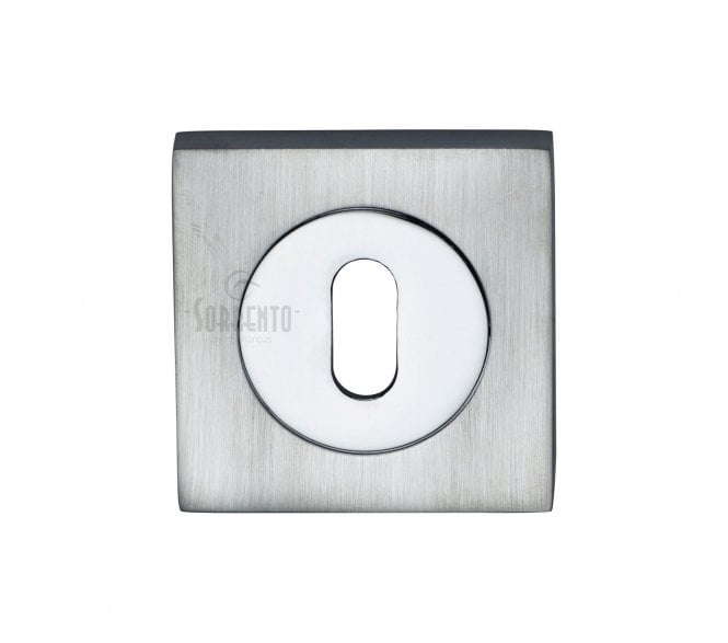 Sorrento SC-SQ0191 Square Standard Keyhole Escutcheon - Satin Chrome/Polished Chrome