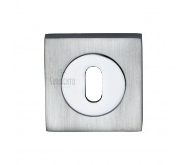 Sorrento SC-SQ0191 Square Standard Keyhole Escutcheon - Satin Chrome/Polished Chrome